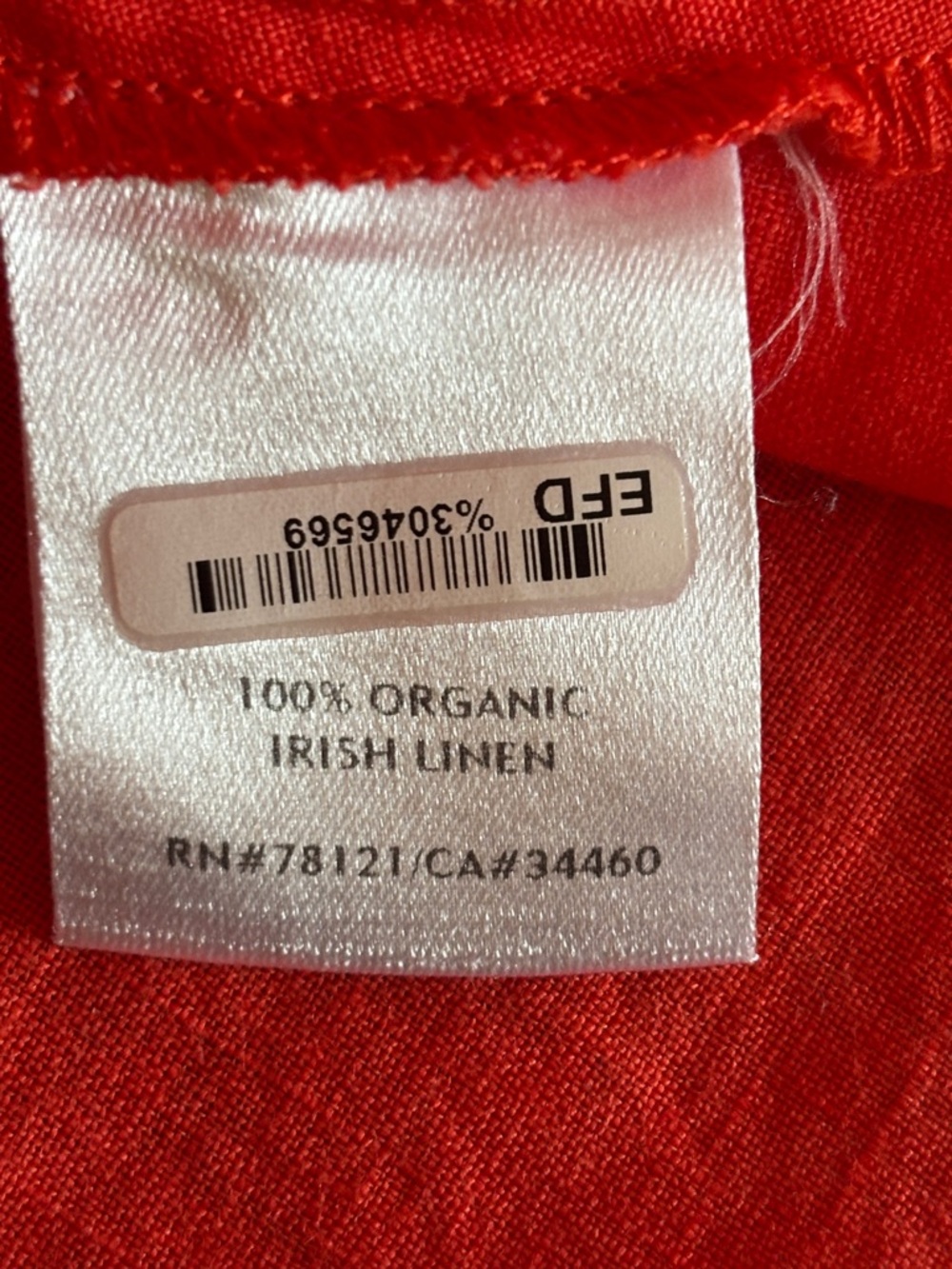 Eileen Fisher Red 100% Irish Linen Button Front Shirt Tunic Long Sleeve M - Picture 9 of 10